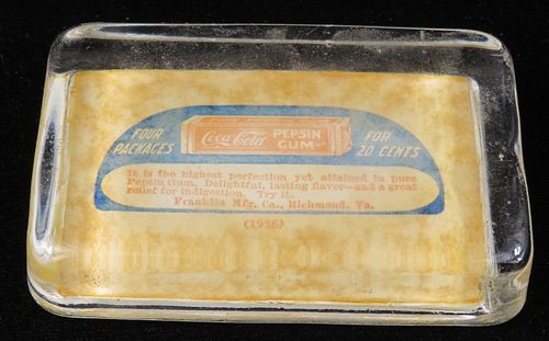 1977 Coca Cola Pepsin Gum (reproduction) Paperweight 