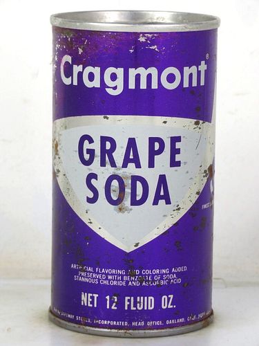 1968 Cragmont Grape Soda Oakland California 12oz Ring Top Can 