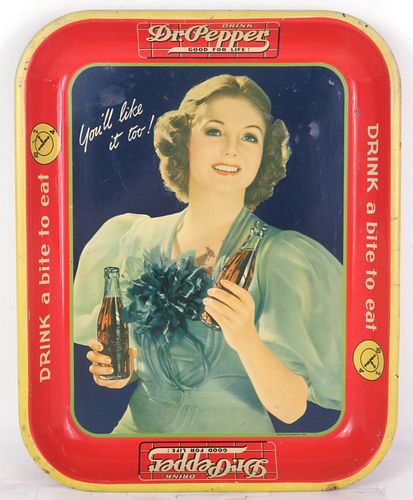 1938 Dr. Pepper "You'll Like It" 10Â½ x 13Â½ inch tray 