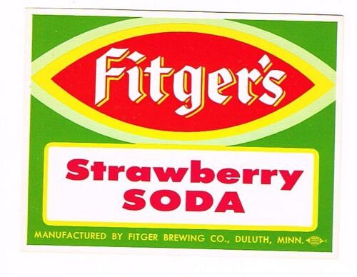 1950 Fitger's Strawberry Soda Duluth Minnesota Label 