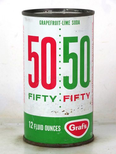 1956 Graf's Fifty Fifty Grapefruit/Lime Soda Milwaukee Wisconsin 12oz Flat Top Can 
