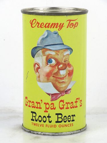 1960 Gran'pa Graf's Root Beer V1 Milwaukee Wisconsin 12oz Bank Top Can 