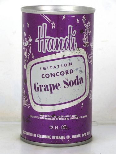 1968 Handi Concord Grape Soda Denver Colorado 12oz Ring Top Can 