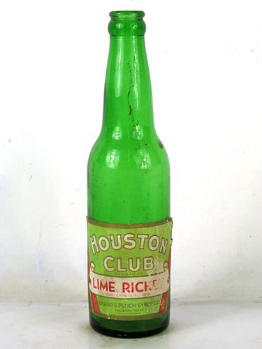1925 Houston Club Lime Rickey Brand's Punch Syrup Texas 12oz Bottle 