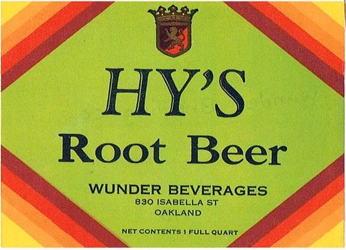 1935 Hy's Root Beer 32oz One Quart No Ref. Label Oakland California
