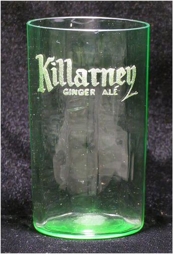1910 Killarney Ginger Ale Los Angeles California 4 Inch Tall Etched Drinking Glass 