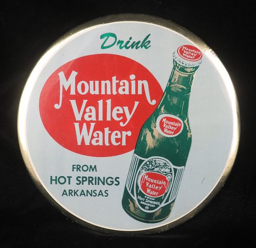 1948 Mountain Valley Water Hot Springs Arkansas TOC 9-Inch Button Sign 
