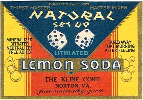1928 Natural Set Up Lemon Soda Kline Norton Virginia 6Â½oz Label 
