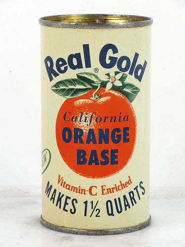1954 Real Gold Orange Juice Redlands California 12oz Flat Top Can 