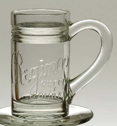 1929 Regina Queen Of Drinks Embossed Glass Spokane Washington 3Â¼ Inch Tall Embossed Drinking Glass 