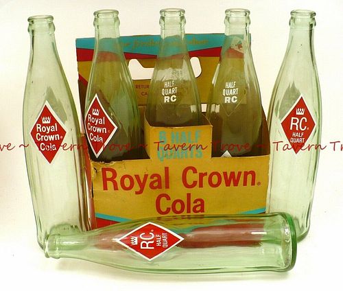 1960 ROYAL CROWN COLA 16oz 6-pack carrier w/ACL Bottles 