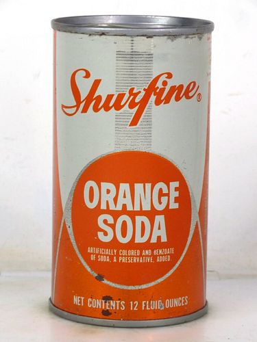 1967 Shurfine Orange Soda Northlake Illinois 12oz Juice Top Can 