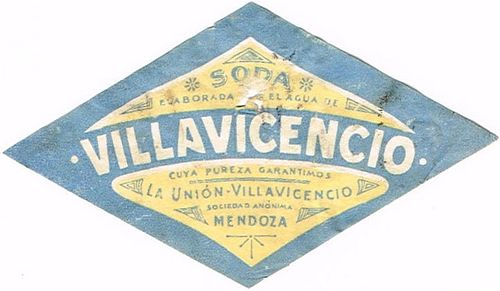 1913 Soda Villavicencio No Ref. Label Mendoza Argentina