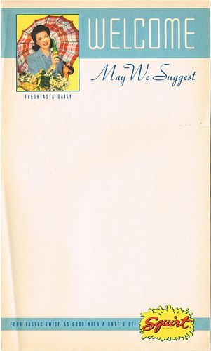 1955 Squirt Menu Sheet 