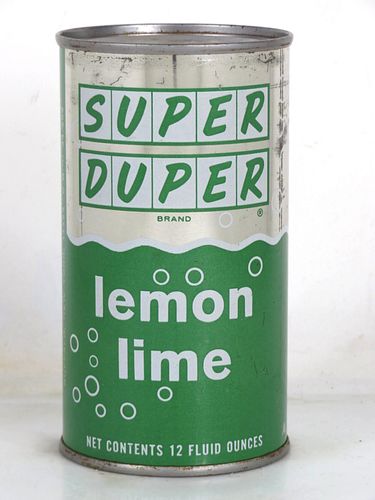 1957 Super Duper Lemon Lime Soda 12oz Flat Top Can Flickinger Buffalo New York 