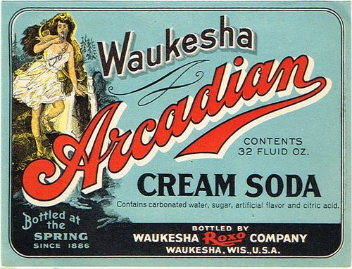 1930 Waukesha Arcadian Cream Soda Wisconsin 32oz One Quart Label 