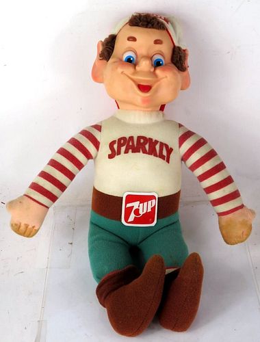 1983 7up Sparkly Christmas Elf Plush Doll 