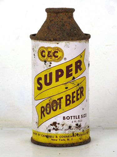 1955 C&C Cantrell & Cochrane Root Beer 6oz Cone Top Can New York New York