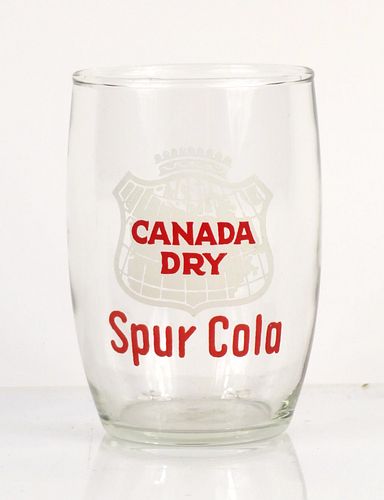 1963 Canada Dry Spur Cola 3¼ Inch Tall Barrel Glass 