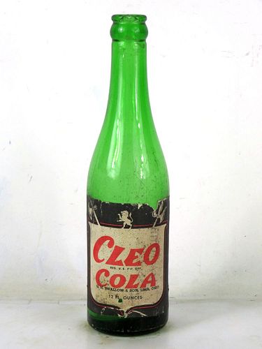 1940 Cleo Cola Swallow & Son Lima Ohio 12oz Bottle 