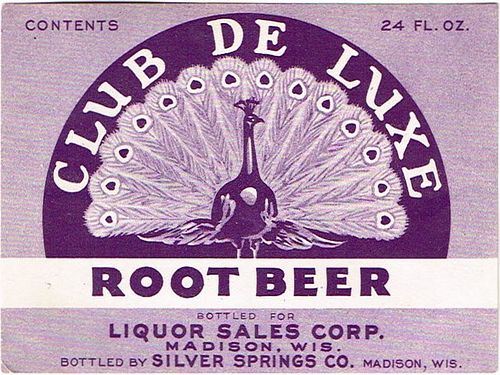 1940 Club De Luxe Root Beer Silver Springs Madison Wisconsin 32oz One Quart Label 