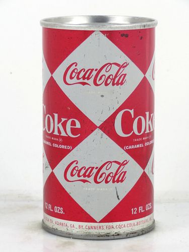 1966 Coca-Cola (Harlequin) Atlanta Georgia 12oz Fan Tab Can 