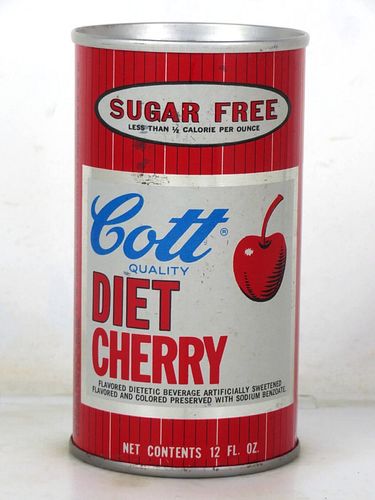 1972 Cott Diet Cherry Soda Miami Florida 12oz Ring Top Can 
