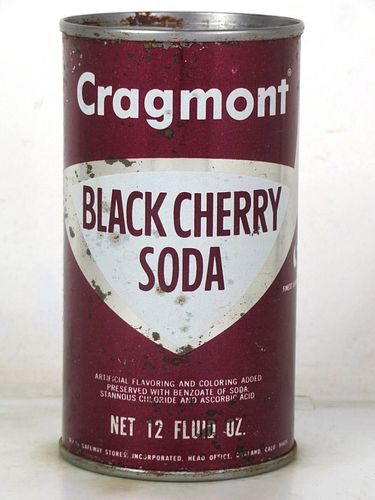 1967 Cragmont Black Cherry Soda Oakland California 12oz Juice Top Can 
