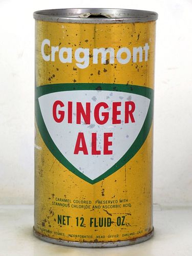 1967 Cragmont Ginger Ale Oakland California 12oz Juice Top Can 