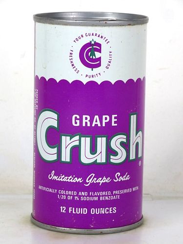 1970 Crush Grape Soda Redford Michigan 12oz Juice Top Can 
