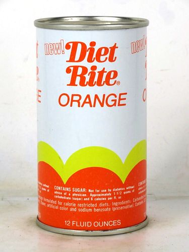 1967 Diet Rite Orange Soda Chicago Illinois 12oz Flat Top Can 