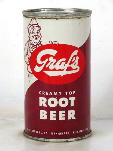 1956 Graf's Creamy Top Root Beer Milwaukee Wisconsin 12oz Flat Top Can 