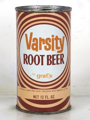 1970 Graf's Varsity Root Beer 12oz Juice Top Can 