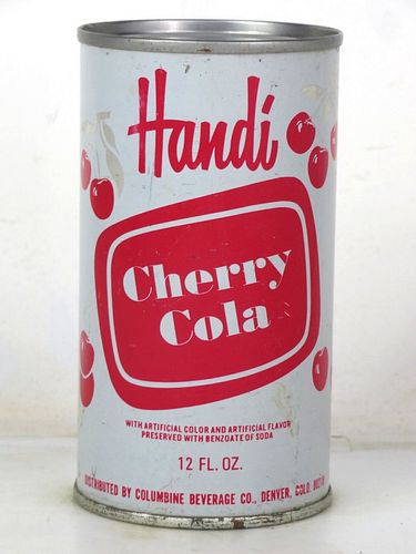 1967 Handi Cherry Cola Denver Colorado 12oz Flat Top Can 