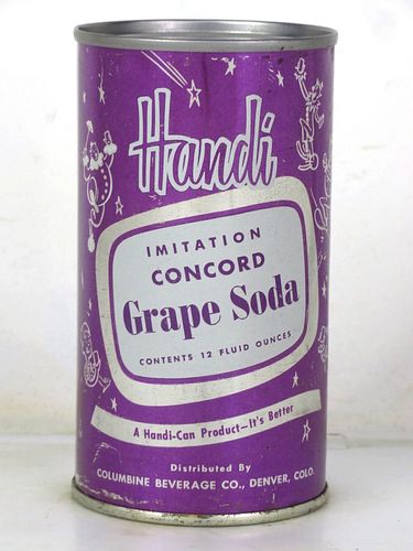 1963 Handi Concord Grape Soda Denver Colorado 12oz Flat Top Can 