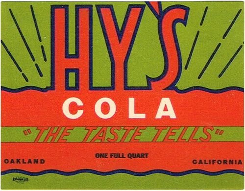 1933 Hy's Cola 32oz One Quart No Ref. Label Oakland California