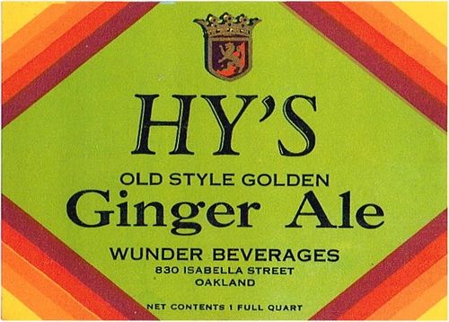 1935 Hy's Ginger Ale 32oz One Quart No Ref. Label Oakland California