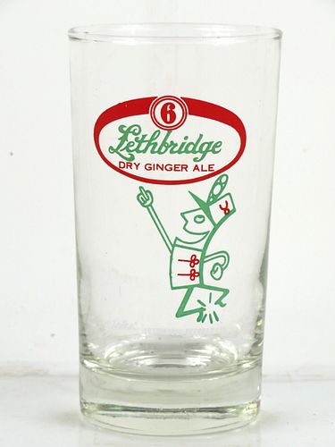 1950 Lethbridge Dry Ginger Ale 4¾ Inch Tall ACL Drinking Glass Alberta Canada