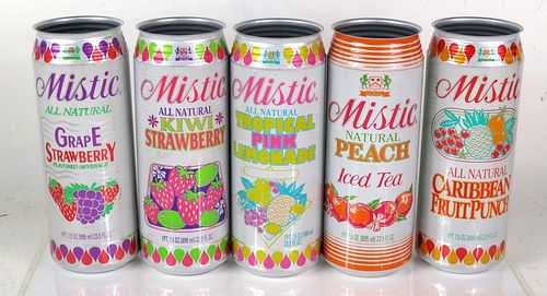 1998 Mistic Iced Tea Lot of FIVE 23.5oz Cans Victori Wines 