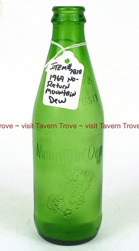 1969 Mountain Dew Longneck No Deposit ND/NR 10oz Embossed Bottle 