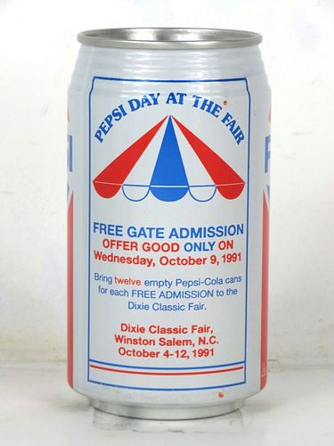 1991 Pepsi Cola Dixie Classic Fair Winston-Salem N Carolina 12oz Bank Top Can 