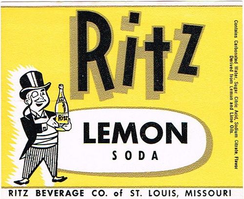 1950 Ritz Lemon Soda St Louis Missouri 12oz Label 