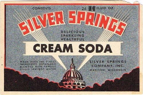 1950 Silver Springs Cream Soda Madison Wisconsin 24oz Label 