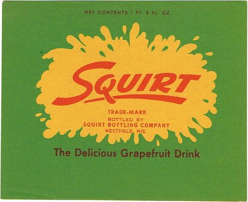 1950 Squirt Soda Westfield Wisconsin 24oz Label 