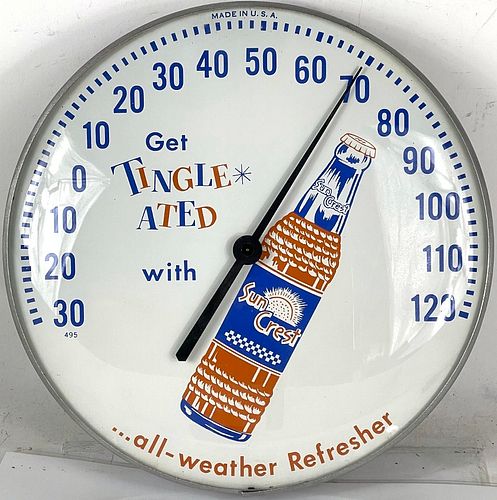 1958 Sun Crest Orange Soda Pam Thermometer 