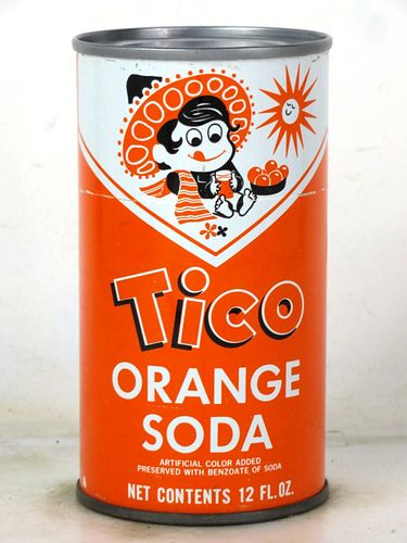 1968 Tico Orange Soda Detroit Michigan 12oz Flat Top Can 