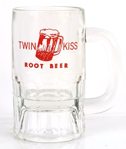 1955 Twin Kiss Root Beer 5½ Inch Tall Glass Mug 