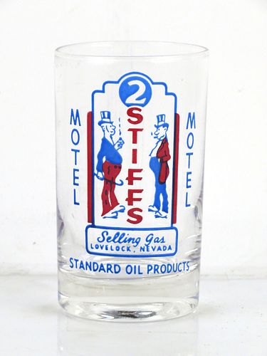 1955 Two 2 Stiffs Motel & Standard Oil Lovelock Nevada 4⅓ Inch Tall ACL Drinking Glass 