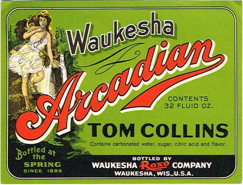 1930 Waukesha Arcadian Tom Collins Mix Wisconsin 32oz One Quart Label 
