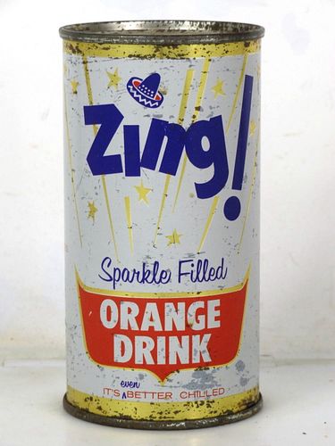 1963 Zing! Orange Drink 13oz Flat Top Can 